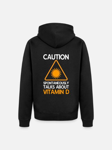 Zdrowy prezent z witaminą D - Ekologiczna rozpinana bluza z kapturem Premium unisex - czarny