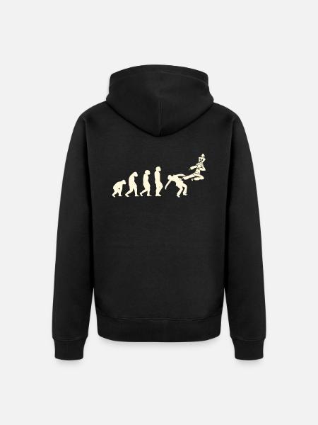 Schachspieler Schachspiel Schachbrett Evolution - Unisex Premium Bio Zip Hoodie - Schwarz