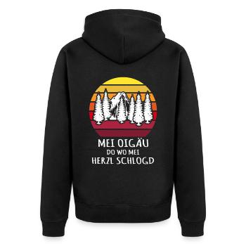 Allgäu Dialekt Allgäuisch Allgäuer - Unisex Premium Bio Zip Hoodie - Schwarz - Hinten - Nico (187cm)