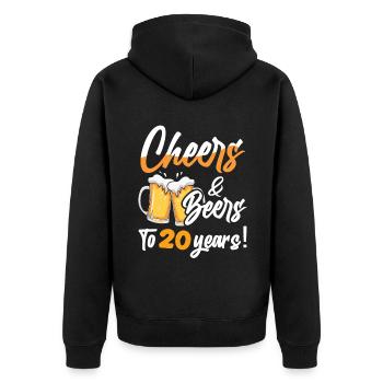 Acclamations et bières à 20 ans 20 anniversaire - Veste à capuche bio Premium Unisexe - noir - Dos - Nico (187cm)