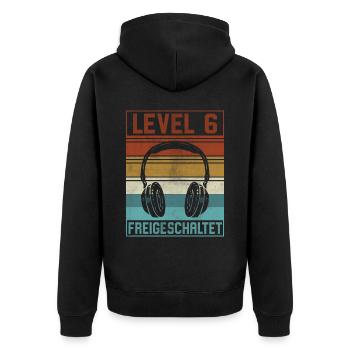 6. Geburtstag Junge Gamer Level 6 Jahre - Unisex Premium Bio Zip Hoodie - Schwarz - Hinten - Nico (187cm)