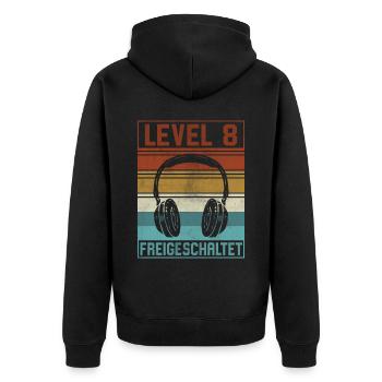 8. Geburtstag Junge Gamer Level 8 Jahre - Unisex Premium Bio Zip Hoodie - Schwarz - Hinten - Nico (187cm)
