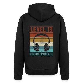 13. Geburtstag Junge Gamer Level 13 Jahre - Unisex Premium Bio Zip Hoodie - Schwarz - Hinten - Nico (187cm)