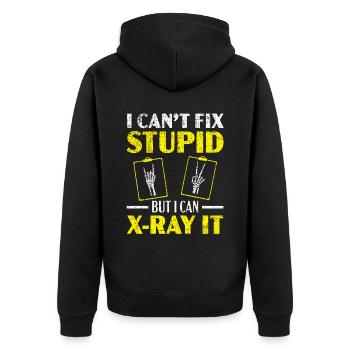 Ich kann nicht dumm reparieren, aber ich kann es röntgen Radiologe - Unisex Premium Bio Zip Hoodie - Schwarz - Hinten - Nico (187cm)