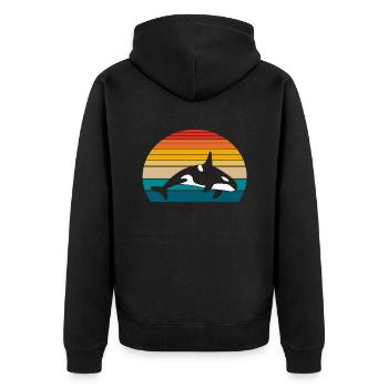 Orca Whale Gifts - Unisex Premium Bio Zip Hoodie - Schwarz - Hinten - Nico (187cm)