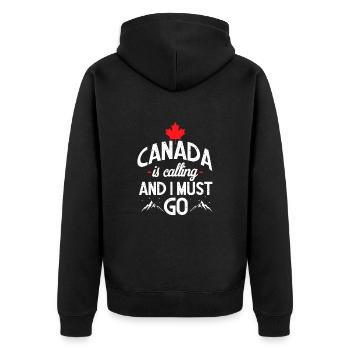Kanada - Unisex Premium Bio Zip Hoodie - Schwarz - Hinten - Nico (187cm)
