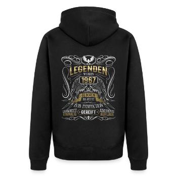 Jahrgang 1967 Legende Geburtsjahr 1967 Geschenk - Unisex Premium Bio Zip Hoodie - Schwarz - Hinten - Nico (187cm)