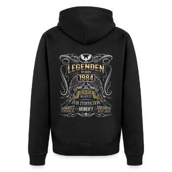 Jahrgang 1984 Legende Geburtsjahr 1984 Geschenk - Unisex Premium Bio Zip Hoodie - Schwarz - Hinten - Nico (187cm)