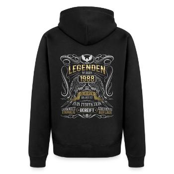 Jahrgang 1988 Legende Geburtsjahr 1988 Geschenk - Unisex Premium Bio Zip Hoodie - Schwarz - Hinten - Nico (187cm)