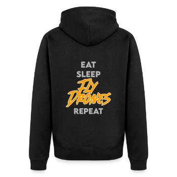 Drohnen Quadcopter Routine Hobby Pilot - Unisex Premium Bio Zip Hoodie - Schwarz - Hinten - Nico (187cm)