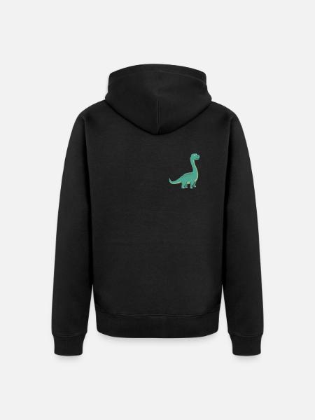 Abzeichen - Niedlicher Dinosaurier Brontosaurus - Unisex Premium Bio Zip Hoodie - Schwarz