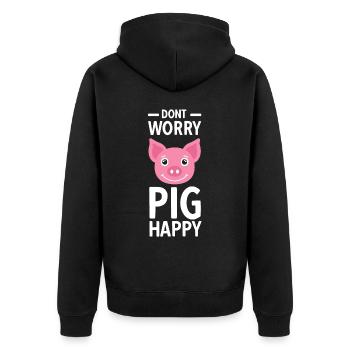 Bauernhof Schweine Bauer Ferkel Tier Humor - Unisex Premium Bio Zip Hoodie - Schwarz - Hinten - Nico (187cm)