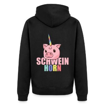 Déguisement de costume de cochon corne de licorne - Veste à capuche bio Premium Unisexe - noir - Dos - Nico (187cm)