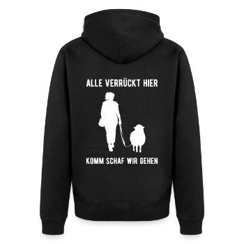 Alle Verrückt Komm Schaf Schäfer Schafe - Unisex Premium Bio Zip Hoodie - Schwarz - Hinten - Nico (187cm)