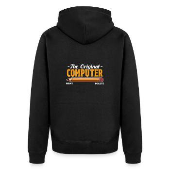 Computer - Unisex Premium Bio Zip Hoodie - Schwarz - Hinten - Nico (187cm)