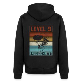 Level 9 Jahre Junge Gamer 9. Geburtstag - Unisex Premium Bio Zip Hoodie - Schwarz - Hinten - Nico (187cm)