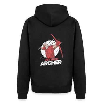 Bogenschütze Bogensport Pfeil Bogen Bogenschießen - Unisex Premium Bio Zip Hoodie - Schwarz - Hinten - Nico (187cm)