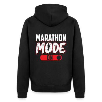 Marathon-modus Ein - Läufer - Unisex Premium Bio Zip Hoodie - Schwarz - Hinten - Nico (187cm)