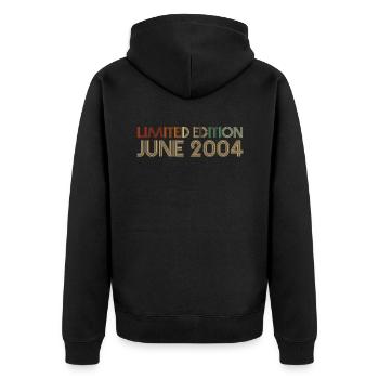 18ème anniversaire Juin millésime 2004 idée cadeau - Veste à capuche bio Premium Unisexe - noir - Dos - Nico (187cm)
