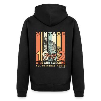 1962 Juli 60ter Geburtstag - Unisex Premium Bio Zip Hoodie - Schwarz - Hinten - Nico (187cm)