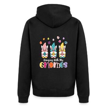 Hanging With My Gnomies Gnome Rabbit Happy Easter - Unisex Premium Bio Zip Hoodie - Schwarz - Hinten - Nico (187cm)