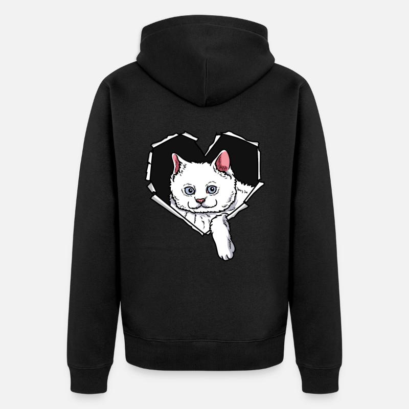 Cat CrackEd Hole Heart Cats - Veste à capuche bio Premium Unisexe - noir