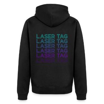 Laser Tag Retro - Unisex Premium Bio Zip Hoodie - Schwarz - Hinten - Nico (187cm)