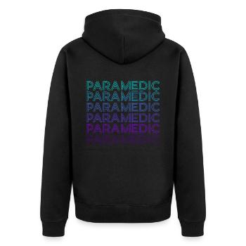 Rettungssanitäter Retro - Unisex Premium Bio Zip Hoodie - Schwarz - Hinten - Nico (187cm)