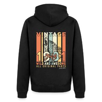 Année de construction 1981 en juillet - Veste à capuche bio Premium Unisexe - noir - Dos - Nico (187cm)