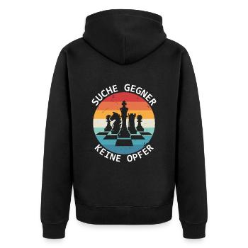 Suche Gegner Keine Opfer Schachspieler - Unisex Premium Bio Zip Hoodie - Schwarz - Hinten - Nico (187cm)