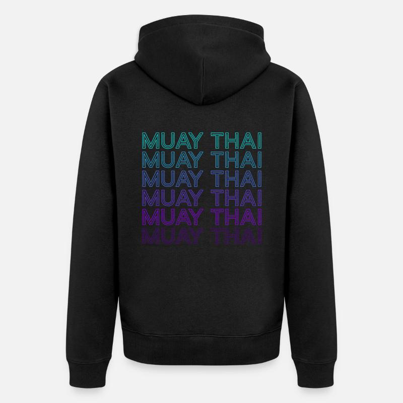 Muay Thai Thai Boxe Rétro - Veste à capuche bio Premium Unisexe - noir