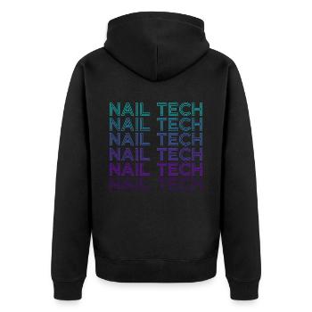 Nail Tech Beautician Nail Technician Retro - Unisex Premium Organic Zip Hoodie - black - Back - Nico (187cm)