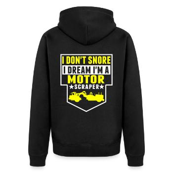 Ich Schnarche Nicht, Träume, Ich Bin Motor Scraper - Unisex Premium Bio Zip Hoodie - Schwarz - Hinten - Nico (187cm)