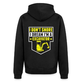 Ich Schnarche Nicht, Ich Bin Bagger - Unisex Premium Bio Zip Hoodie - Schwarz - Hinten - Nico (187cm)