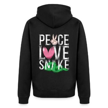 Snake Serpent Girl Vintage Peace - Unisex Premium Bio Zip Hoodie - Schwarz - Hinten - Nico (187cm)