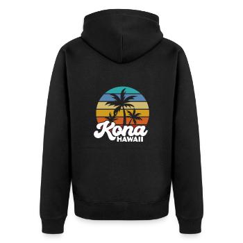 Hawaii - Unisex Premium Bio Zip Hoodie - Schwarz - Hinten - Nico (187cm)
