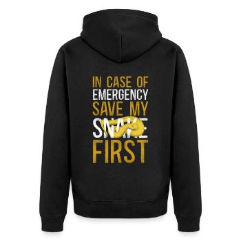 Snake Serpent In Case Of Emergency - Unisex Premium Organic Zip Hoodie - black - Back - Nico (187cm)