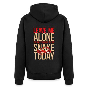 Snake Serpent Leave Me Alone I'M - Unisex Premium Organic Zip Hoodie - black - Back - Nico (187cm)