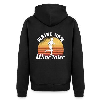 Marathon Läufer Laufsport Halbmarathon Wein - Unisex Premium Bio Zip Hoodie - Schwarz - Hinten - Nico (187cm)