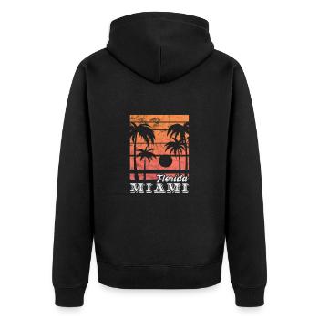 Miami Floride USA Amérique Cadeau de Voyage de Vacances - Veste à capuche bio Premium Unisexe - noir - Dos - Nico (187cm)