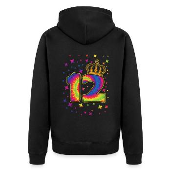 Tie-dye 12. Geburtstagsfeier 12 Jahre Alter - Unisex Premium Bio Zip Hoodie - Schwarz - Hinten - Nico (187cm)