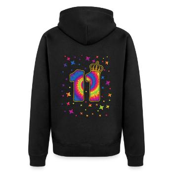 Tie-dye 11. Geburtstagsfeier 11 Jahre Alter - Unisex Premium Bio Zip Hoodie - Schwarz - Hinten - Nico (187cm)