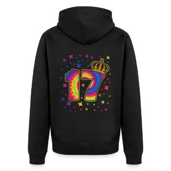 Tie-dye 17. Geburtstagsfeier 17 Jahre Alter - Unisex Premium Bio Zip Hoodie - Schwarz - Hinten - Nico (187cm)