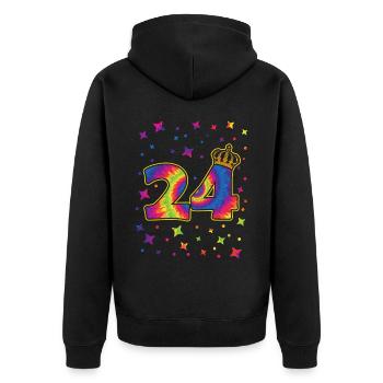 Tie-dye 24th birthday party 24 years old - Unisex Premium Organic Zip Hoodie - black - Back - Nico (187cm)