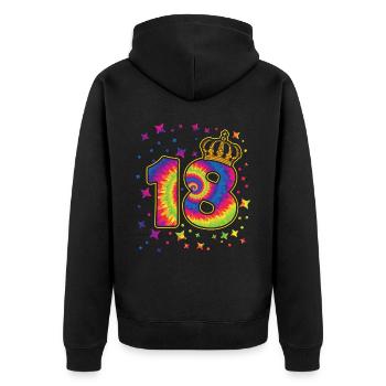 Tie-dye fête d’anniversaire 18 ans 18 ans - Veste à capuche bio Premium Unisexe - noir - Dos - Nico (187cm)