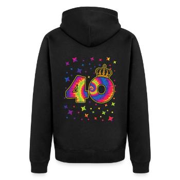 Tie-dye fête d’anniversaire 40 ans 40 ans - Veste à capuche bio Premium Unisexe - noir - Dos - Nico (187cm)