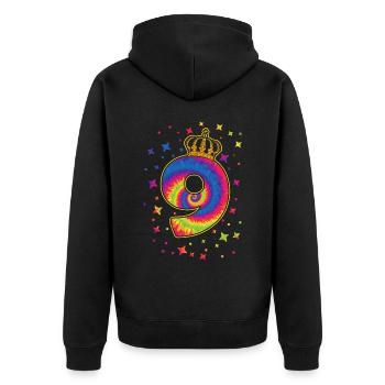 Tie-dye 9. Geburtstagsfeier 9 Jahre Alter - Unisex Premium Bio Zip Hoodie - Schwarz - Hinten - Nico (187cm)