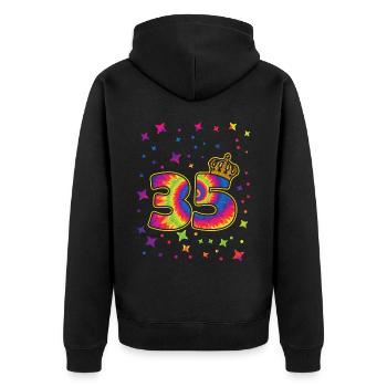 Tie-dye 45. Geburtstagsfeier 45 Jahre Alter - Unisex Premium Bio Zip Hoodie - Schwarz - Hinten - Nico (187cm)