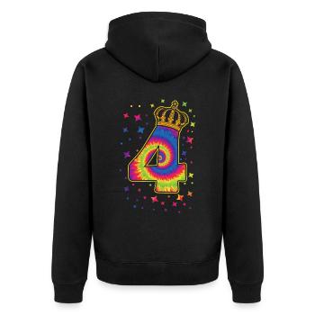 Tie-dye 4. Geburtstagsfeier 4 Jahre Alter - Unisex Premium Bio Zip Hoodie - Schwarz - Hinten - Nico (187cm)
