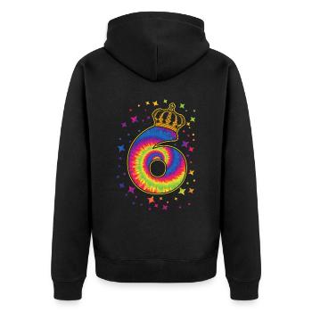 Tie-dye fête d’anniversaire 6 ans 6 ans - Veste à capuche bio Premium Unisexe - noir - Dos - Nico (187cm)